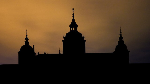 Sweden Kalmar castle night clouds