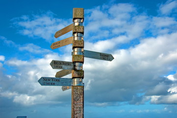 Signpost on Lighthouse at cape of good hope, South Africa