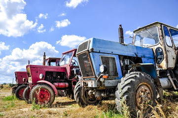 Tractor on the field doing works