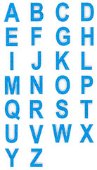 Blue alphabet from cubes.