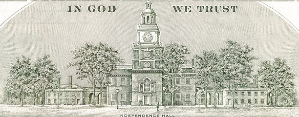 Independence hall - back of a one hundred dollar