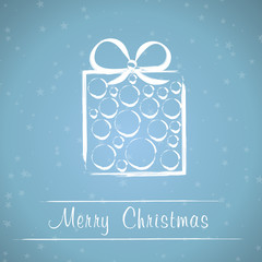 blue christmas frame with circle gift