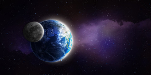 Obraz na płótnie Canvas Księżyc i Ziemia