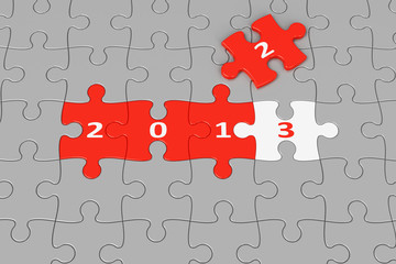 New Year 2013 made from puzzles