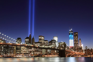 Brooklyn Brigde and the Towers of Lights , New York City