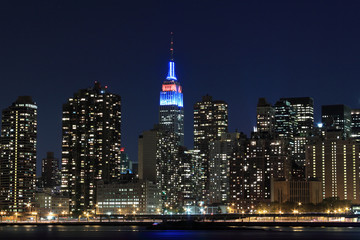 Fototapeta na wymiar Midtown Manhattan Skyline At Night, New York City