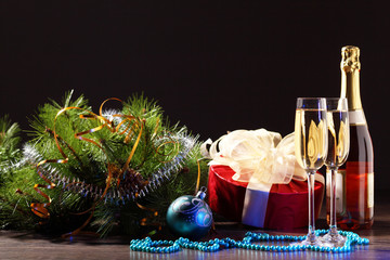 Glasses of champagne at new year party