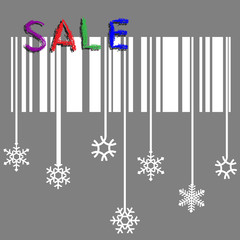 Creative winter sale vector with stylized snowflake and bar-code