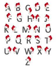 ABC letters with Christmas hats