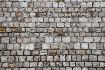 Stone wall in close up
