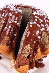 Bundt Cake with chocolate and silver sugar balls