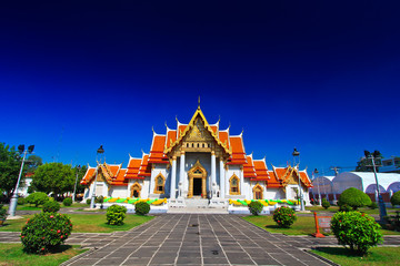 Fototapeta na wymiar Temple (Wat Benchamabophit) w Bangkok, Tajlandia