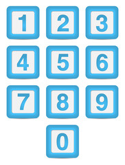 3d elegant blue set of transparent vector glass numbers, from 1