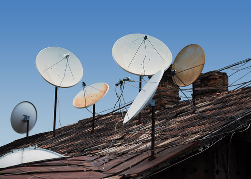 roof full of satellite dishes