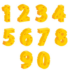 Cheese  decorative numbers,  vector illustration
