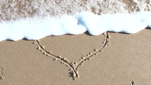 heart in the sand , waves