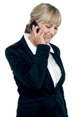 Corporate lady engaged in a business call