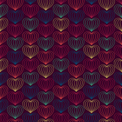 Seamless dark pattern with stylized hearts