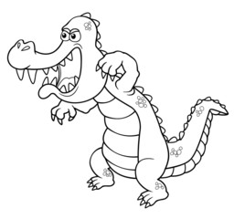 illustration of Cartoon crocodile - Coloring book