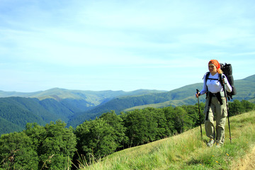 Fototapeta premium Summer hiking in the mountains.