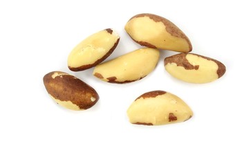 Brazil nuts on white background.