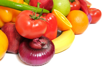 fruits and vegetables isolated on white background