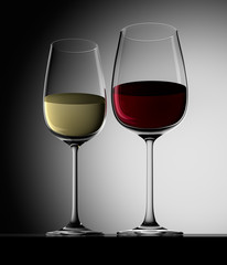 1 Glas Rotwein und Weisswein