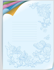 Vector notebook cover. Curved corners of colored paper. Outline