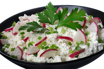 Cottage cheese with radish,chives and parsley