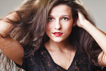 woman with colorful makeup