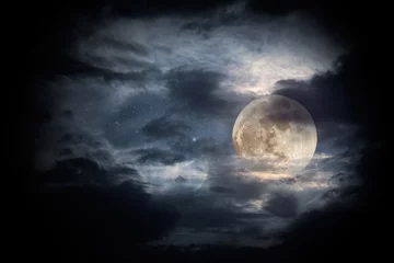 Papier Peint photo Lavable Pleine lune Nuit de pleine lune