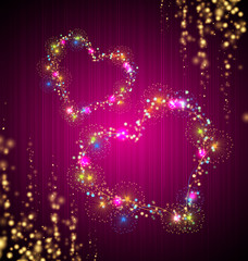 Heart salute valentine background with shine