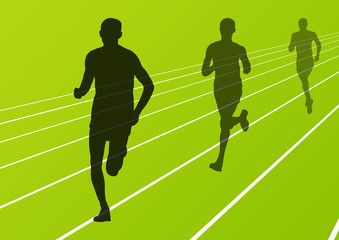 Marathon runners running silhouettes vector