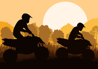 All terrain vehicle quad motorbike rider vector background © kstudija