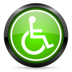 accessibility green glossy icon on white background