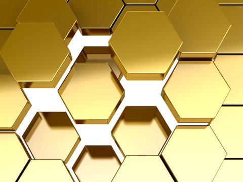  3D gold honeycomb pattern background