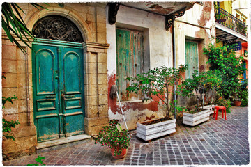 Naklejka na ściany i meble Chania, Crete-stare urokliwe uliczki