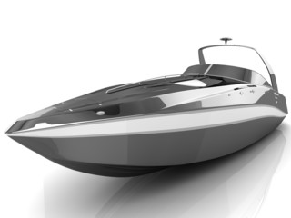  3D black speedboat isolated
