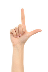 Woman hand in loser gesture