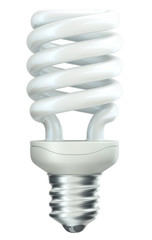 Energy efficiency: spiral light bulb over white