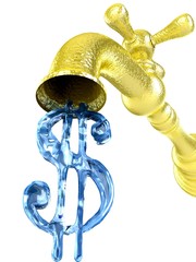 Money water flow from metal tap