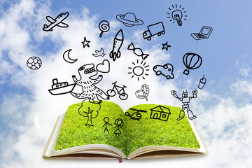 Iimagine drawing green notebook