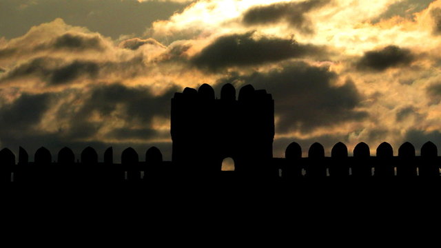 Azerbaijan Walled City of Baku rainy clouds