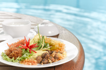 thai food, rice in cold water known as 