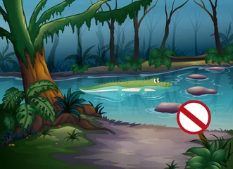 Rolgordijnen Een krokodil in de jungle © GraphicsRF