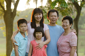 asian family outdoor enjoyment