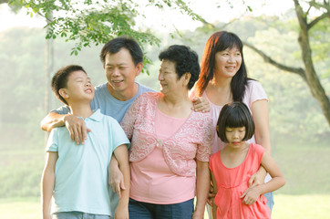 asian family outdoor enjoyment