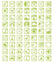 Green map icon set