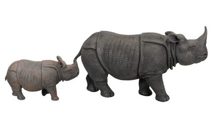 Obraz premium Beautiful cray rhino and calf