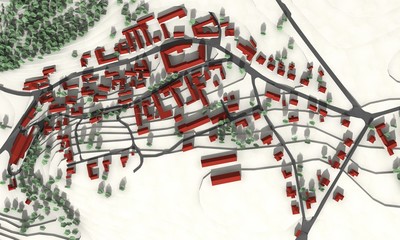 City master plan in aerial view